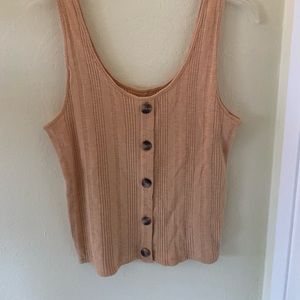 Mustard yellow ribbed button up Tank